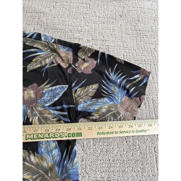 Cactus Black Label Hawaiian Shirt Men’s Med Black Blue Floral Tropical Button Up - Picture 5 of 13